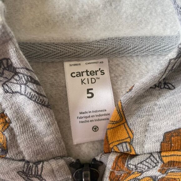 Carters Transformer Robot Print Zip Up Sweatshirt Gray Size 5 - Picture 7 of 9